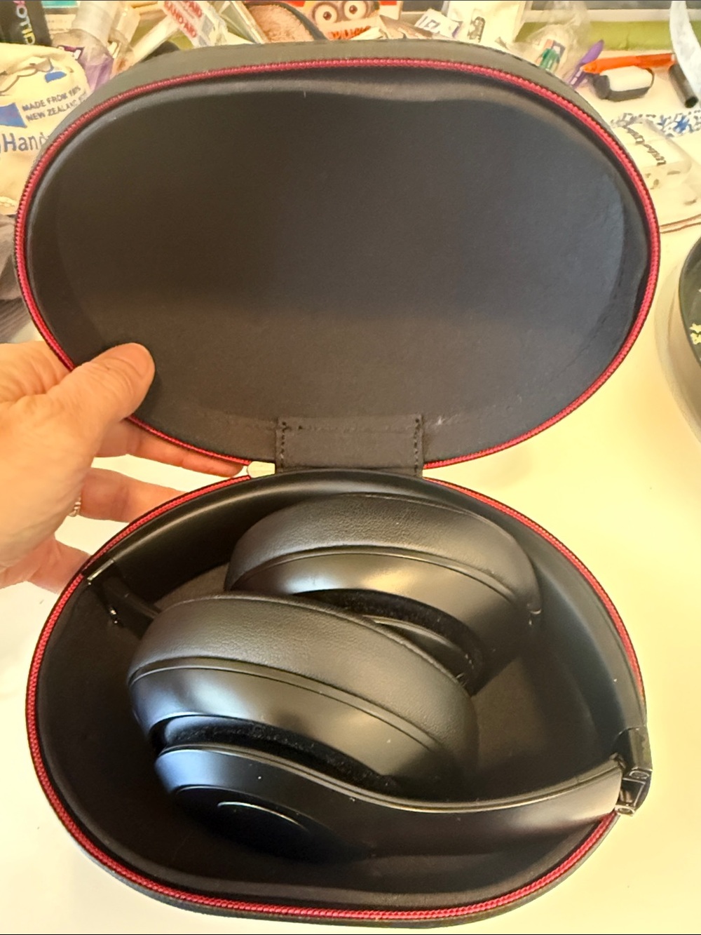 Beats by Dre Over-Ear Headphones in Black with Red-Trim Case